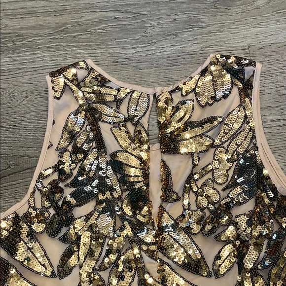 Boston Proper Gold and Brown Floral Mini Dress - Picture 8 of 9